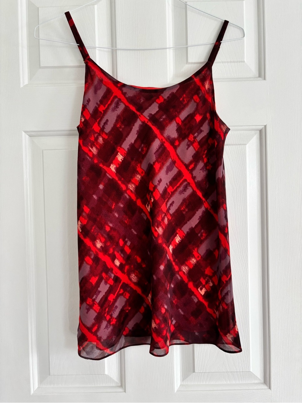 Red & Burgundy Printed Silk Camisole